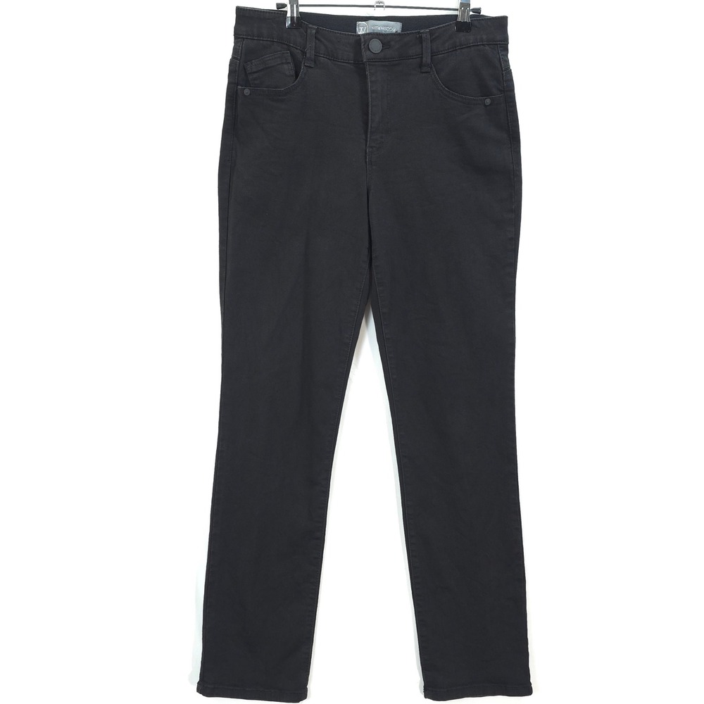 Wit & Wisdom Sawyer Mid Rise Jeans Contour Shape Women 8 Straight Black Classic